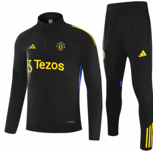 Manchester United 1/4 Zip Tracksuit 2025/26 Kids Black