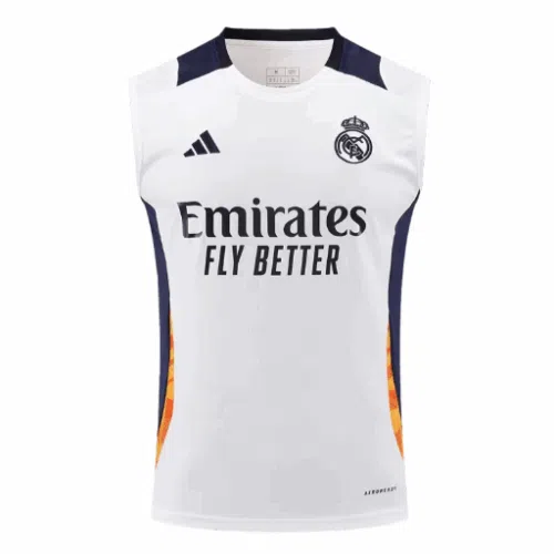 Real Madrid Pre-Match Sleeveless Top 2024/25 White Real Madrid Pre-Match Sleeveless Top 2024/25 White
