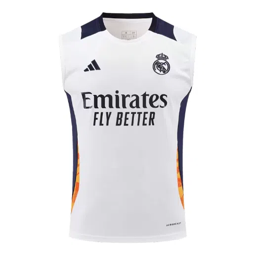 Top sin mangas previo al partido del Real Madrid 2024/25 Blanco