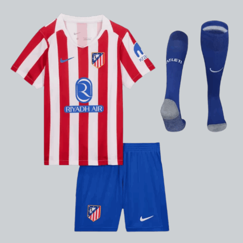 Atletico Madrid Home Kids Soccer Jerseys Full Kit 2025/26