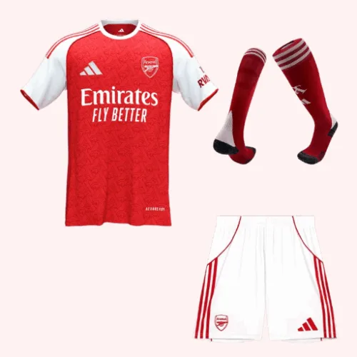 Kit completo de camisetas locales del Arsenal 2025/26-1