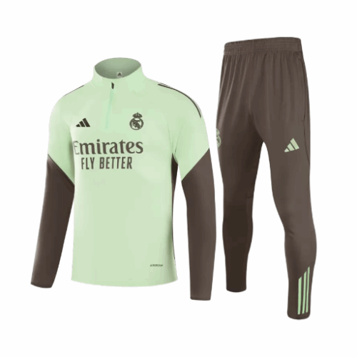 Real Madrid 1/4 Zip Tracksuit 2025/26 Kids Green