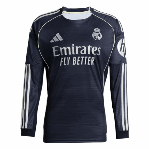 Real Madrid Away Long Sleeve Soccer Jersey 2025/26