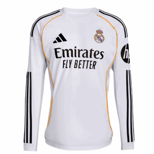 Real Madrid Home Long Sleeve Soccer Jersey 2025/26