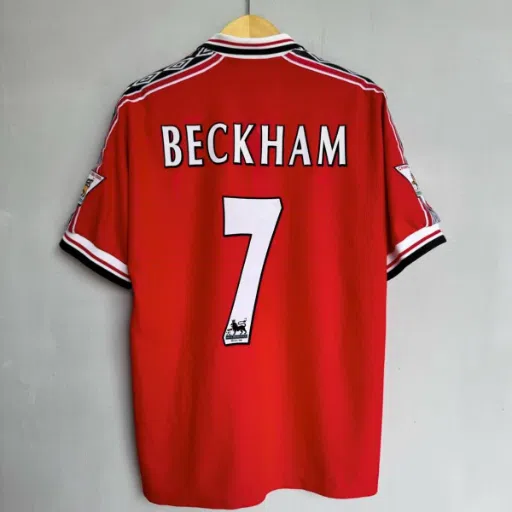 david beckham manchester united camiseta de fútbol 1999-3
