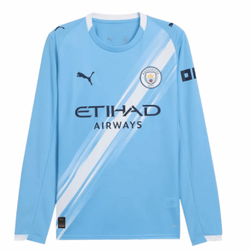 Manchester City Home Long Sleeve Soccer Jersey 2025/26 Manchester City Home Long Sleeve Soccer Jersey 2025/26