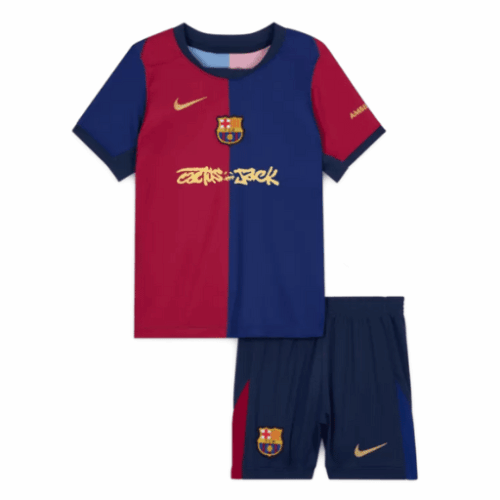 Barcelona X Travis Scott Home Kids Soccer Jerseys Kit 2024/25 Barcelona X Travis Scott Home Kids Soccer Jerseys Kit 2024/25
