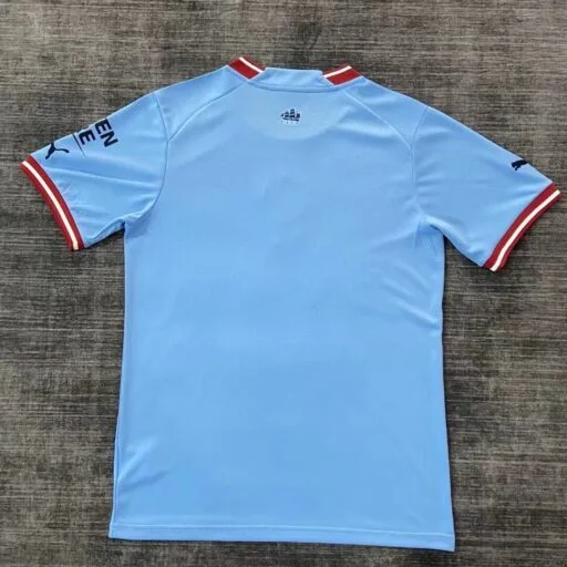 Parte trasera de la camiseta de fútbol de manga corta del Manchester City de Erling Haaland