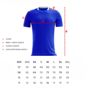 Soccer Jersey Size Charts