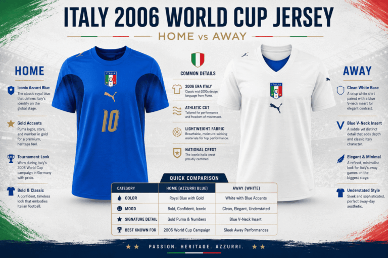 Italy 2006 World Cup Jersey Home vs Away