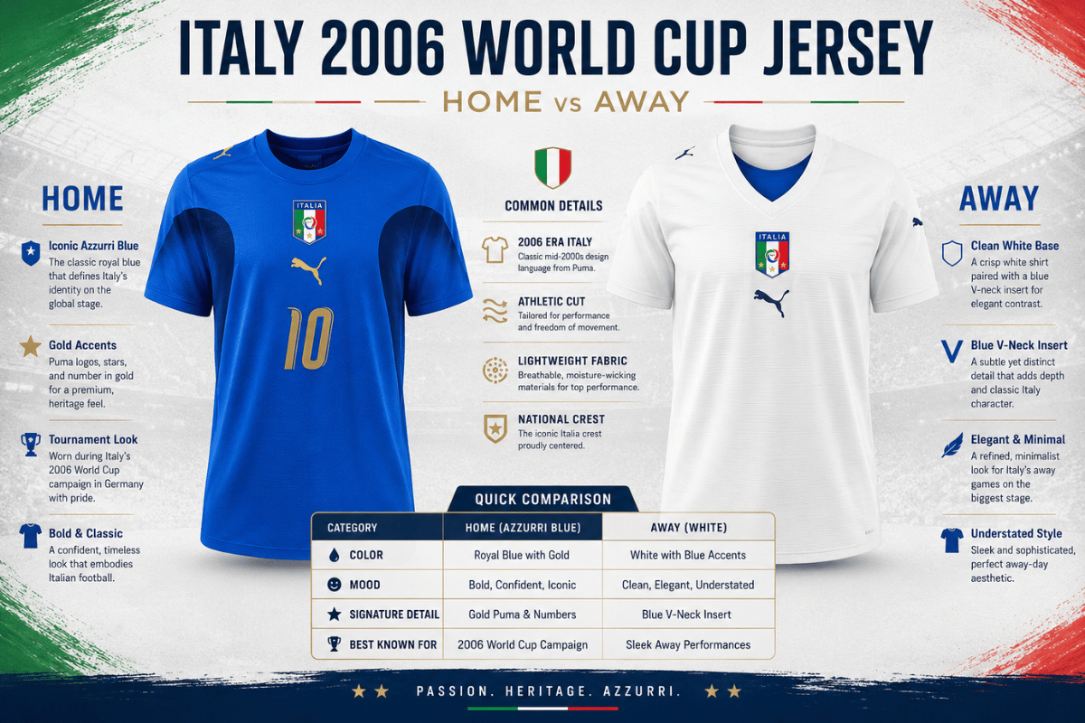 Italie Coupe du monde 2006 Jersey Domicile contre Extérieur
