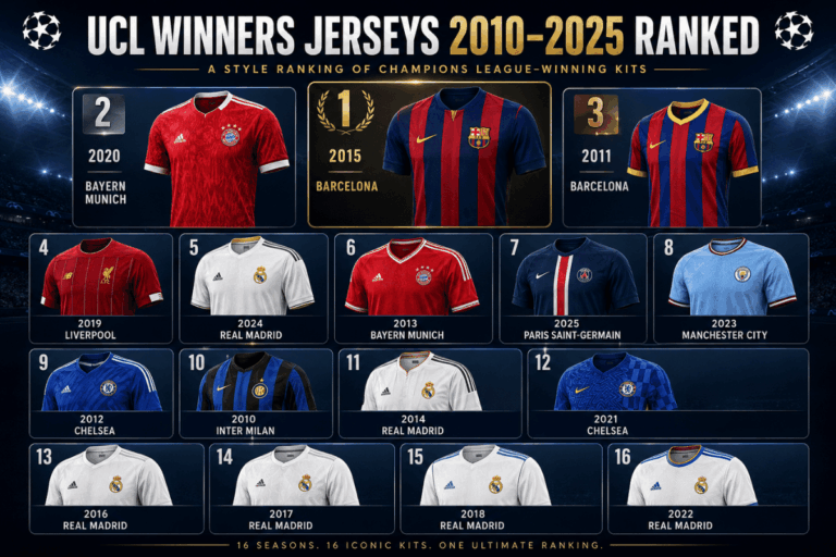 Ucl Winners Jerseys 2010 to 2025 Ranked