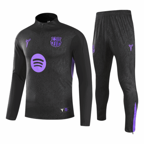 Images : Barcelona 1 4 Zip Tracksuit 2025 26 Enfants Front Noir