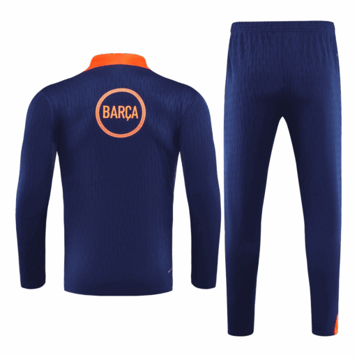 Barcelona 1 4 Zip Tracksuit 2025 26 Black Orange Back