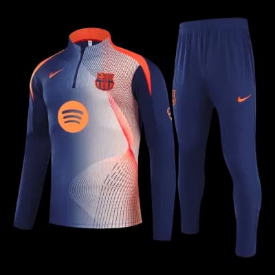 Barcelona 1 4 Zip Tracksuit 2025 26 Noir Orange Détail-39