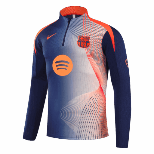 Barcelona 1 4 Zip Tracksuit 2025 26 Black Orange Left-Side