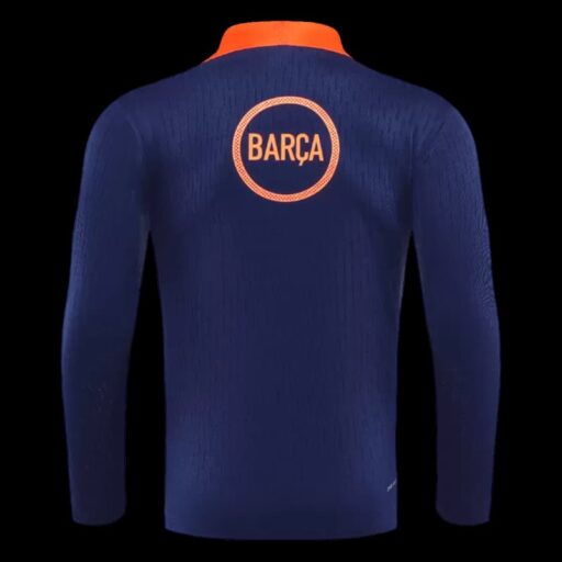 Barcelona 1 4 Zip Tracksuit 2025 26 Noir Orange Côté Droit