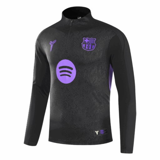 Barcelona 1 4 Zip Tracksuit 2025 26 Kids Black Left-Side