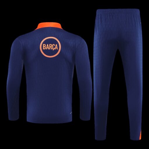 Barcelona 1 4 Zip Tracksuit 2025 26 Enfants Noir Orange Retour