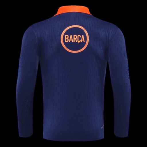 Barcelona 1 4 Zip Tracksuit 2025 26 Enfants Noir Orange Côté Droit