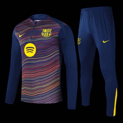 Barcelona 1 4 Zip Tracksuit 2025 26 Kids Colorful Front