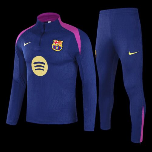 Barcelona 1 4 Zip Tracksuit 2025 26 Kids Navy Front