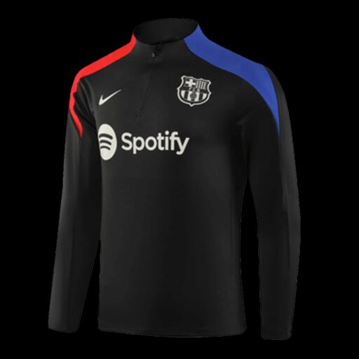 Barcelona 1 4 Zip Tracksuit Kids Black Left-Side