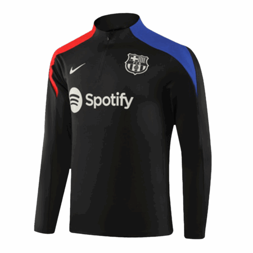 Barcelona 1 4 Zip Tracksuit Kids Black Left-Side