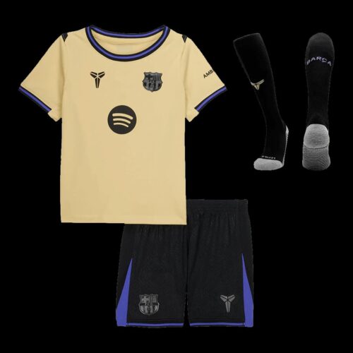 Barcelona Away Kids Soccer Jerseys Full Kit 2025 26 Front
