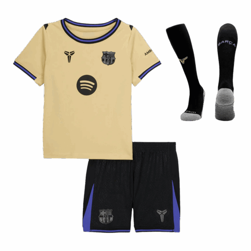 Maillots de football pour enfants Barcelona Away Kit complet 2025 26 Avant