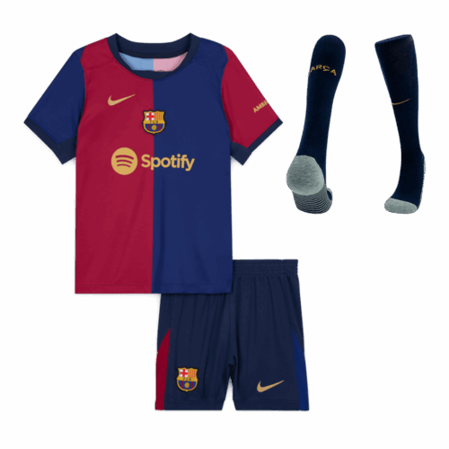 Barcelona Home Kids Soccer Jerseys Full Kit Front