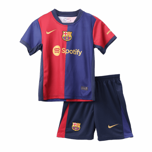 Barcelona Home Kids Soccer Jerseys Full Kit Left-Side