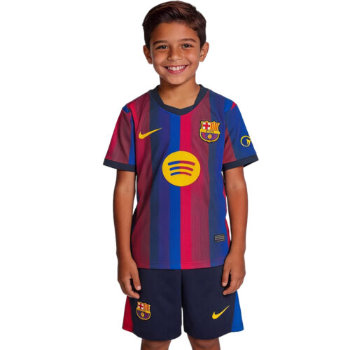 Barcelona Home Kids Soccer Jerseys Kit 2026 27 Front