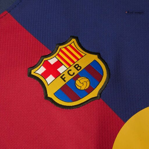 Barcelona Home Soccer Jersey 125th Anniversary Spotify Logo Without Text Sleeve