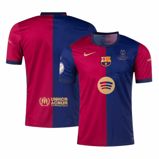 Barcelona Home Soccer Jersey Copa del Rey Final Left-Side