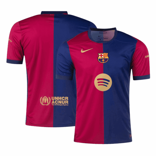 Barcelona Home Soccer Jersey Spotify Logo Without Text Left-Side