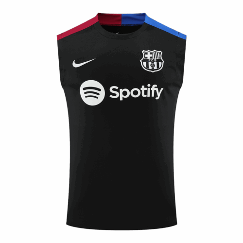 Barcelona Pre Match Sleeveless Top Black Front Barcelona Pre Match Sleeveless Top Black Front