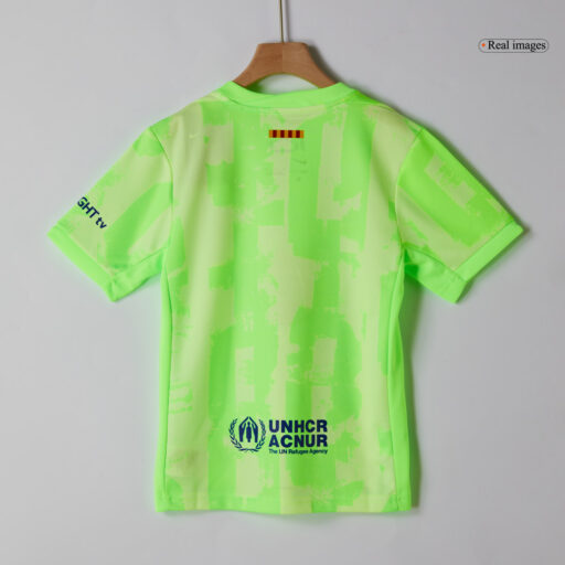 Barcelona Third Away Kids Soccer Maillots Kit UCL Spotify Logo sans Text Collar