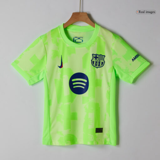 Barcelona Third Away Kids Soccer Maillots Kit UCL Spotify Logo Sans Texte Right Side