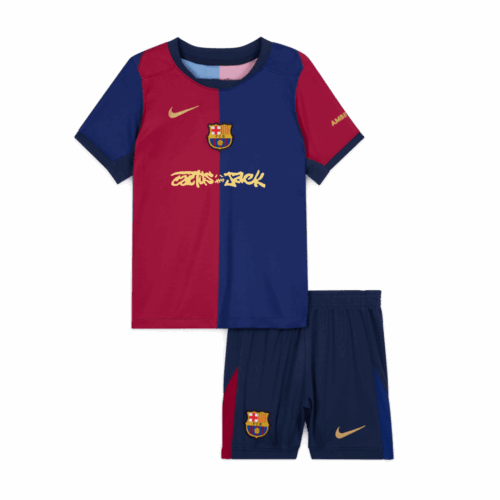 Barcelona X Travis Scott Home Enfants Maillots de football Kit Front Barcelona X Travis Scott Home Enfants Maillots de football Kit Front