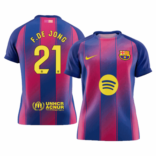 F DE JONG 21 Maillot de Football Barcelone Home 2025 26 Avant F DE JONG 21 Maillot de Football Barcelone Home 2025 26 Avant