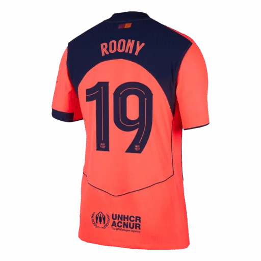 Lado izquierdo de la camiseta de fútbol versión jugador de tercera equipación del Barcelona ROONY 19 2025/26 UCL