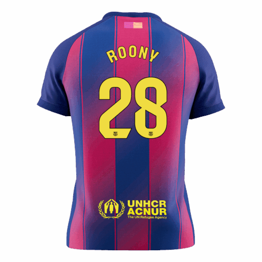 ROONY 28 Camiseta Barcelona Home Soccer 2025 26 Atrás