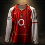 Long sleeve Arsenal home shirt from the Thierry Henry era, displayed as a poster