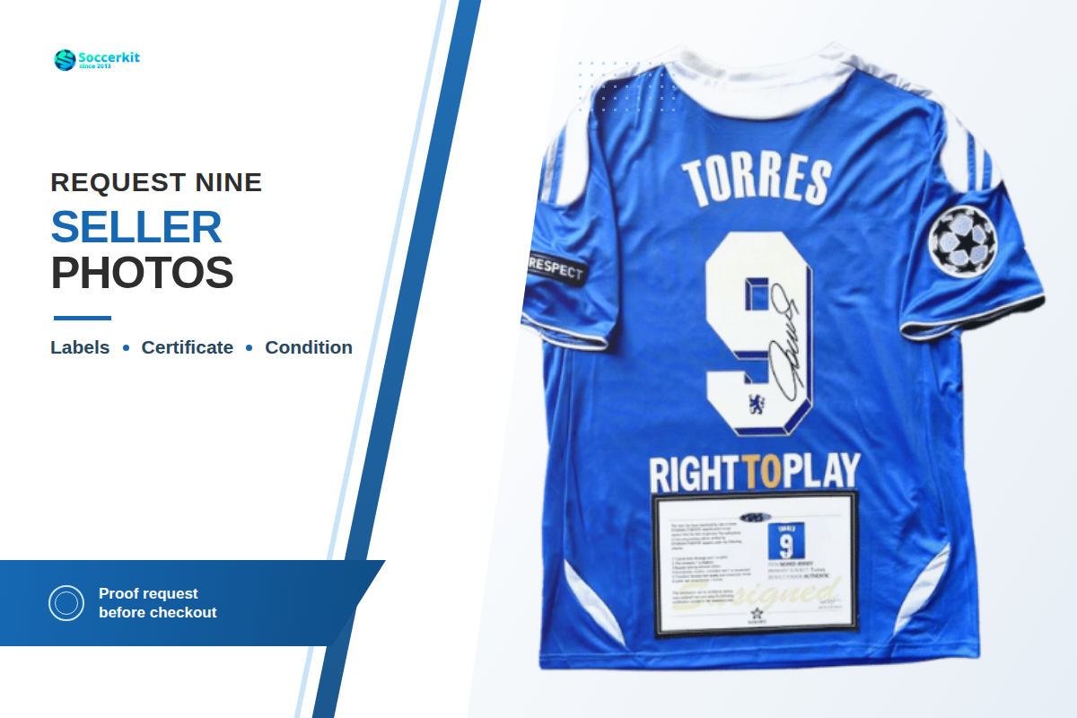 Seller proof request list: nine photos before checkout — SoccerKit