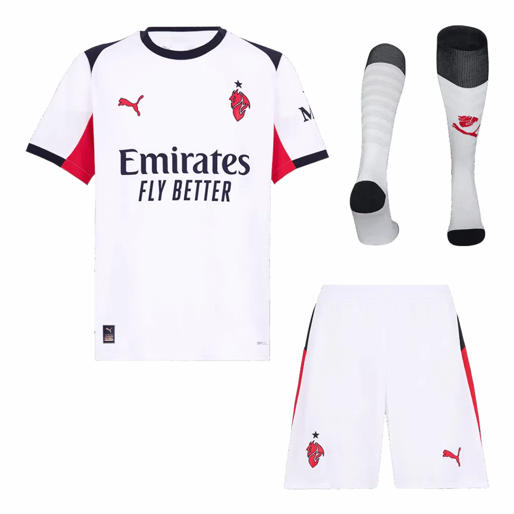 Parte delantera de la equipación completa de segunda equipación del AC Milan 2025/26