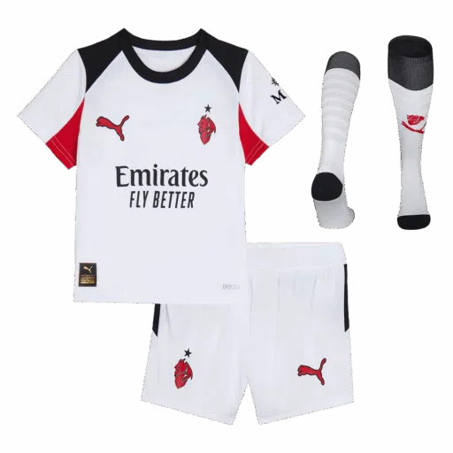 Camisetas de fútbol para niños AC Milan Away Kit completo 2025 26 Front