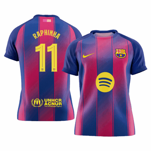 RAPHINHA 11 Barcelona Home Soccer Jersey 2025 26 UCL Front