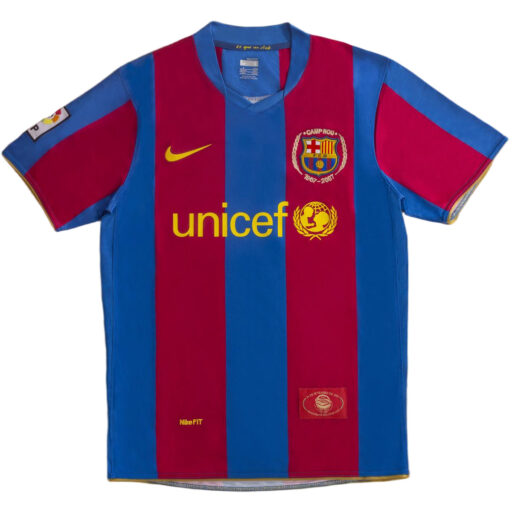 Retro Jersey Barcelone Accueil 2007 08 50e anniversaire à gauche