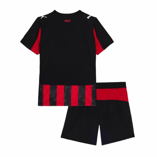 AC Milan Home Kids Soccer Jerseys Kit 2025 26 Back
